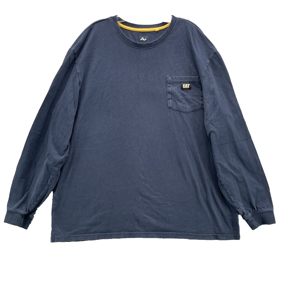 Caterpilar CAT‎ Pocket T-Shirt Mens XXL Blue Workwear Safety Gorpcore Streetwear